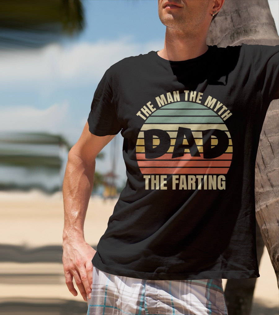 Mens Vintage Dad The Man The Myth The Farting Retro Stripes T-Shirt