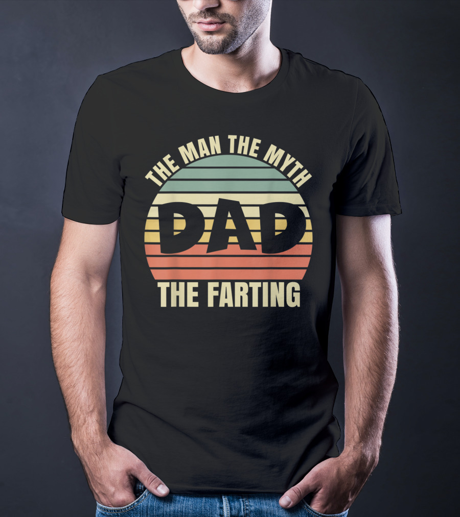 Mens Vintage Dad The Man The Myth The Farting Retro Stripes T-Shirt