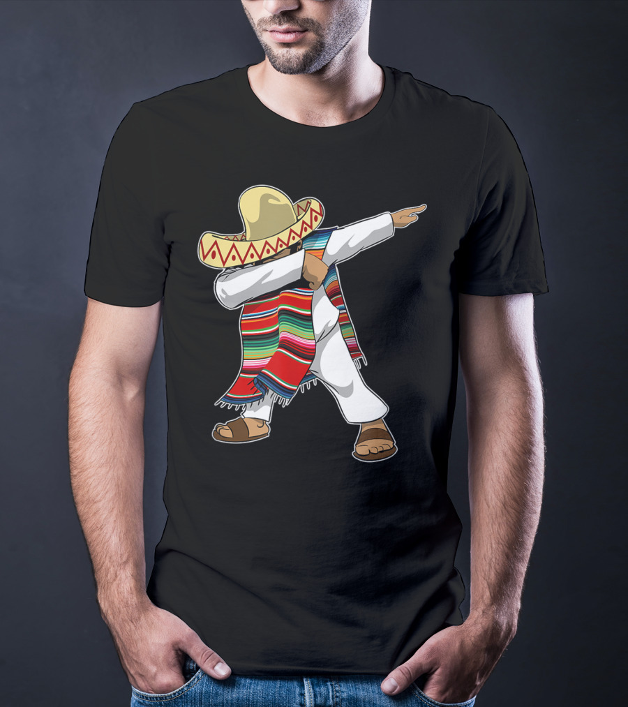 Mexican Poncho Dabbing Sombrero Cinco De Mayo T-Shirt