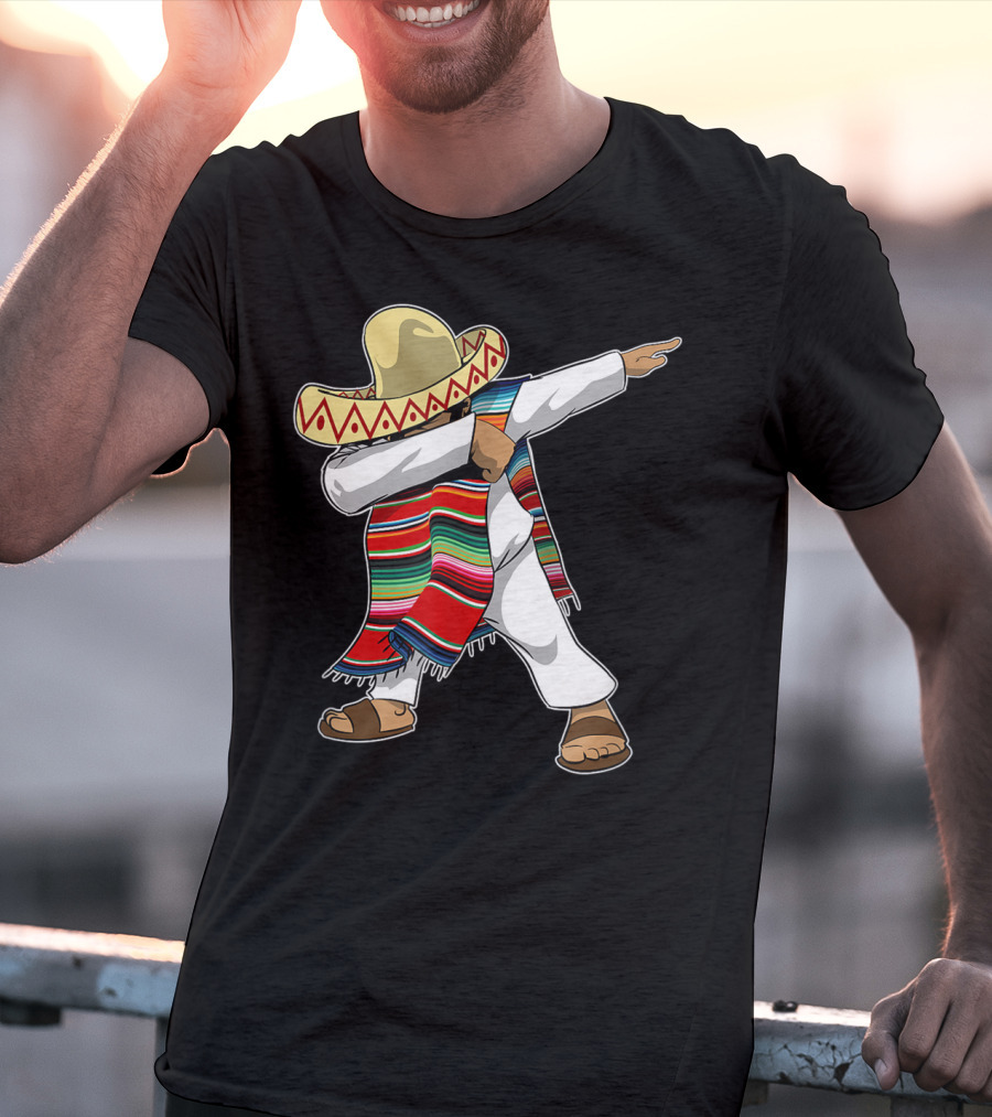 Mexican Poncho Dabbing Sombrero Cinco De Mayo T-Shirt