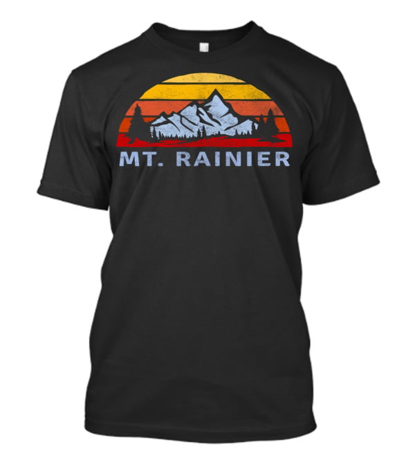 Mt. Rainier Retro Sunset With Mountain And Trees T-Shirt