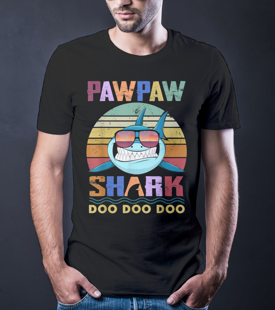PAWPAW SHARK DOO DOO DOO Retro Sunglasses Sunset T-Shirt