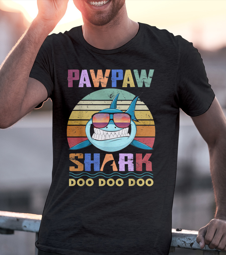 PAWPAW SHARK DOO DOO DOO Retro Sunglasses Sunset T-Shirt