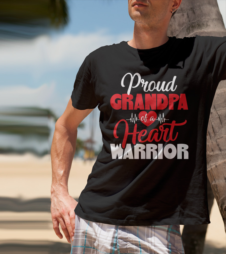 Proud Grandpa Of A Heart Warrior CHD Awareness T-Shirt