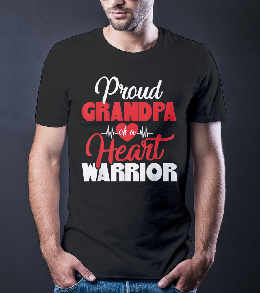 Proud Grandpa Of A Heart Warrior CHD Awareness T-Shirt