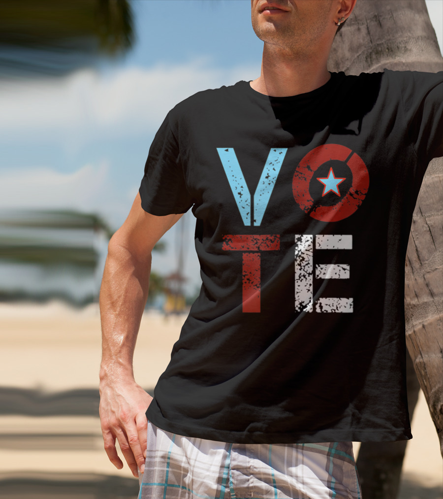 Vote With Retro Star In Circle T-Shirt