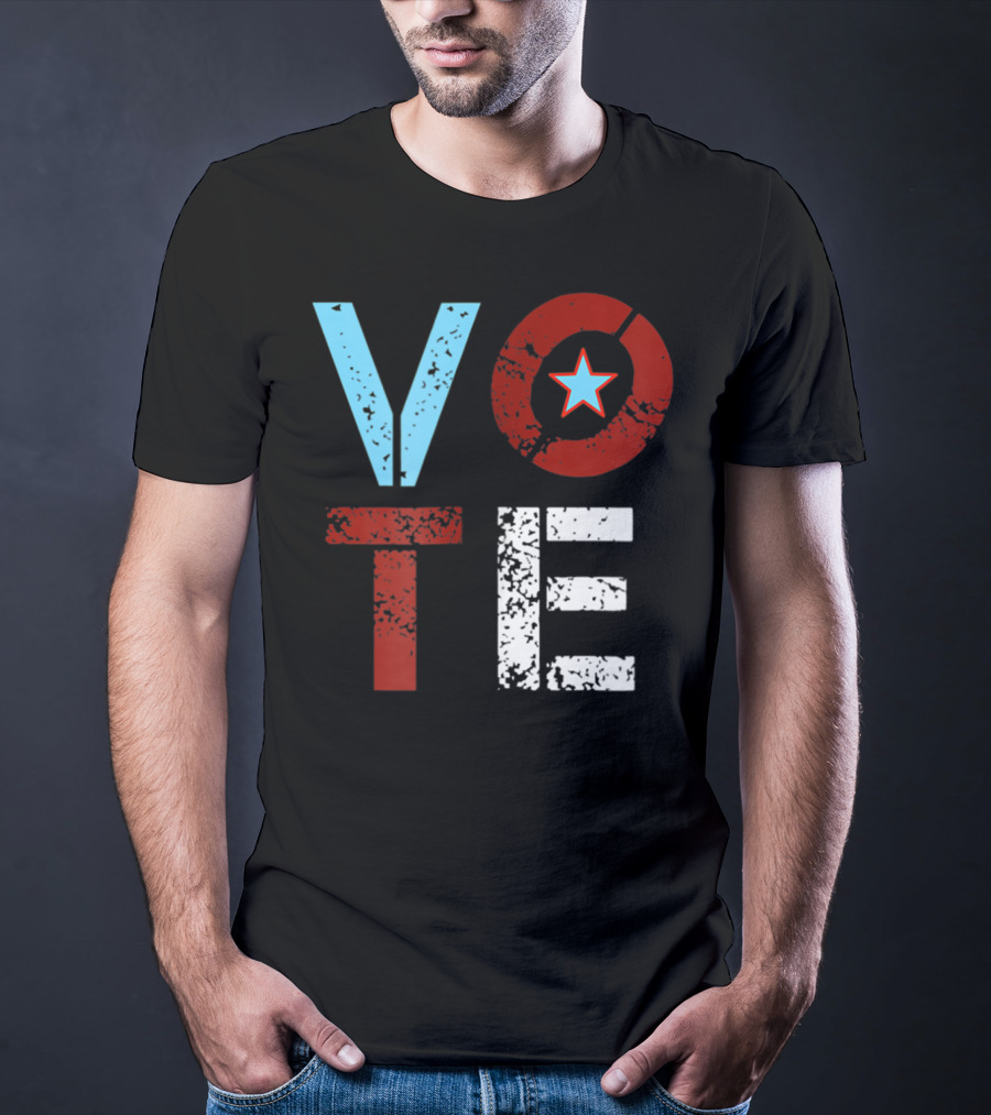 Vote With Retro Star In Circle T-Shirt