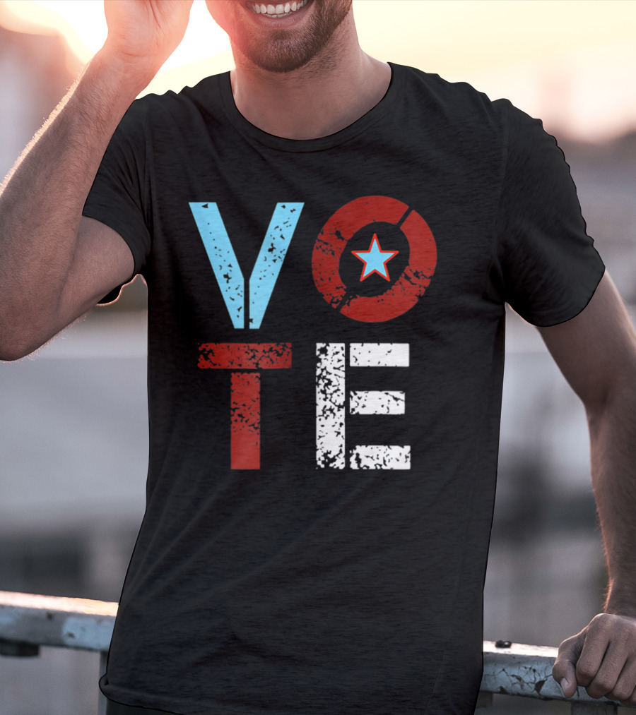 Vote With Retro Star In Circle T-Shirt