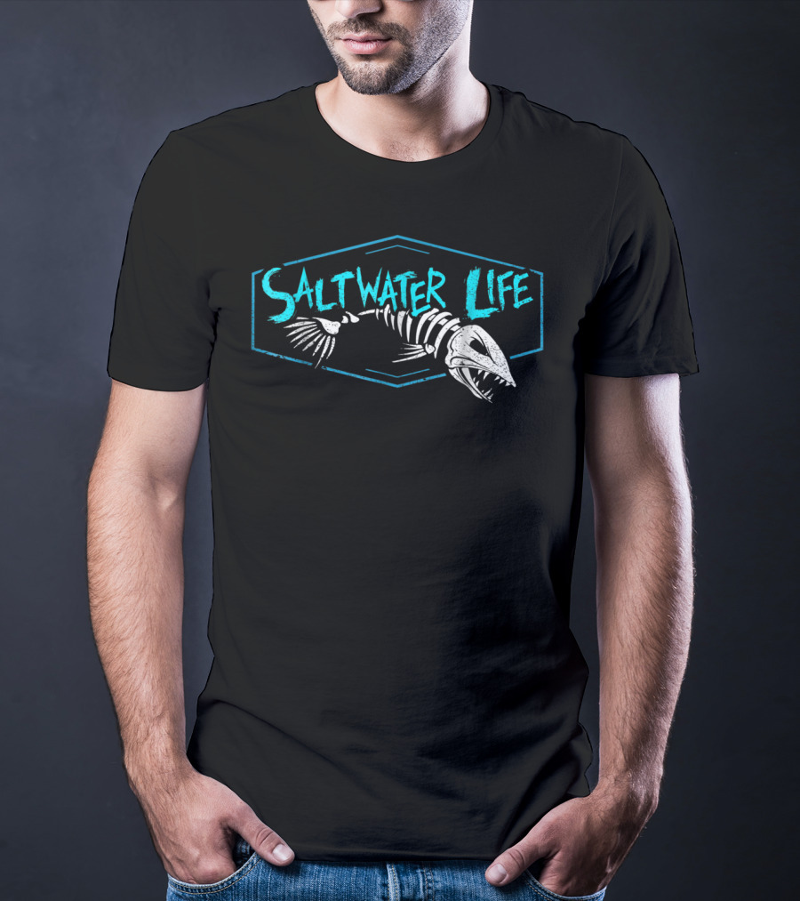 Saltwater Life Fish Skeleton T-Shirt