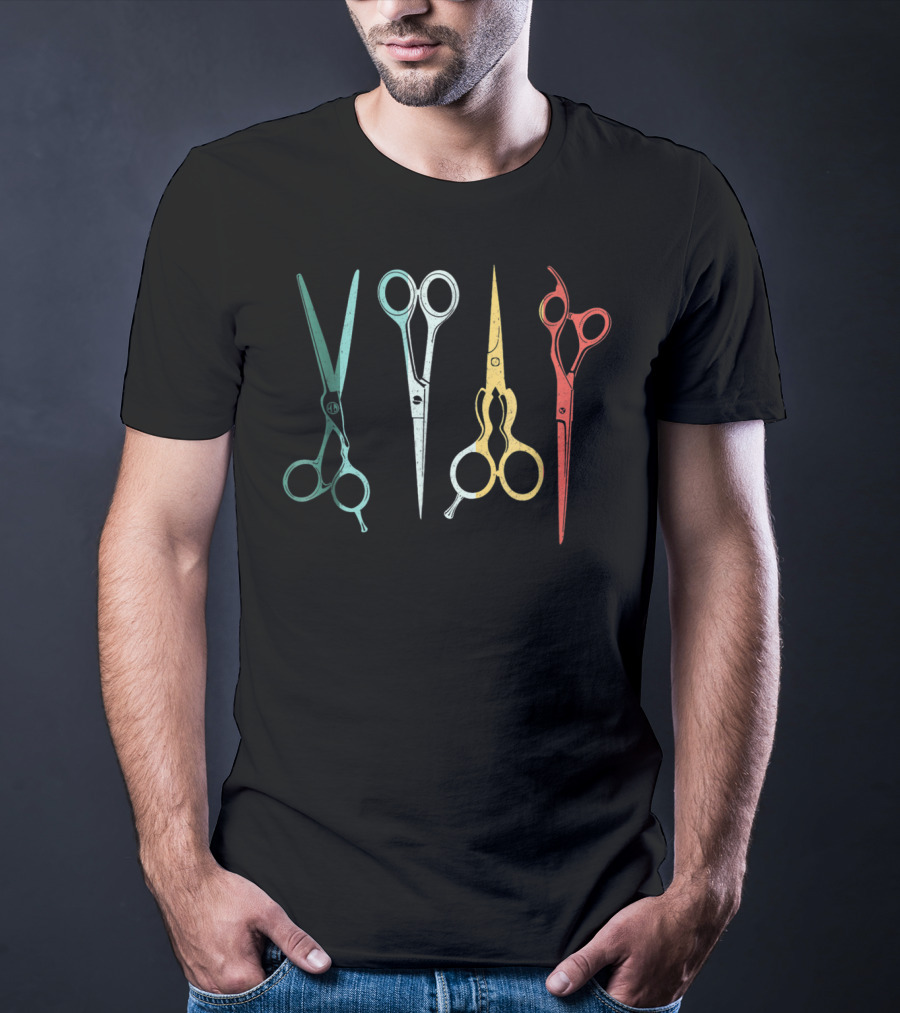 Scissors Hair Stylist Colorful Vintage Tools T-Shirt