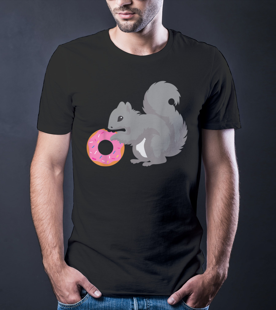 Squirrel Holding Pink Sprinkled Doughnut T-Shirt