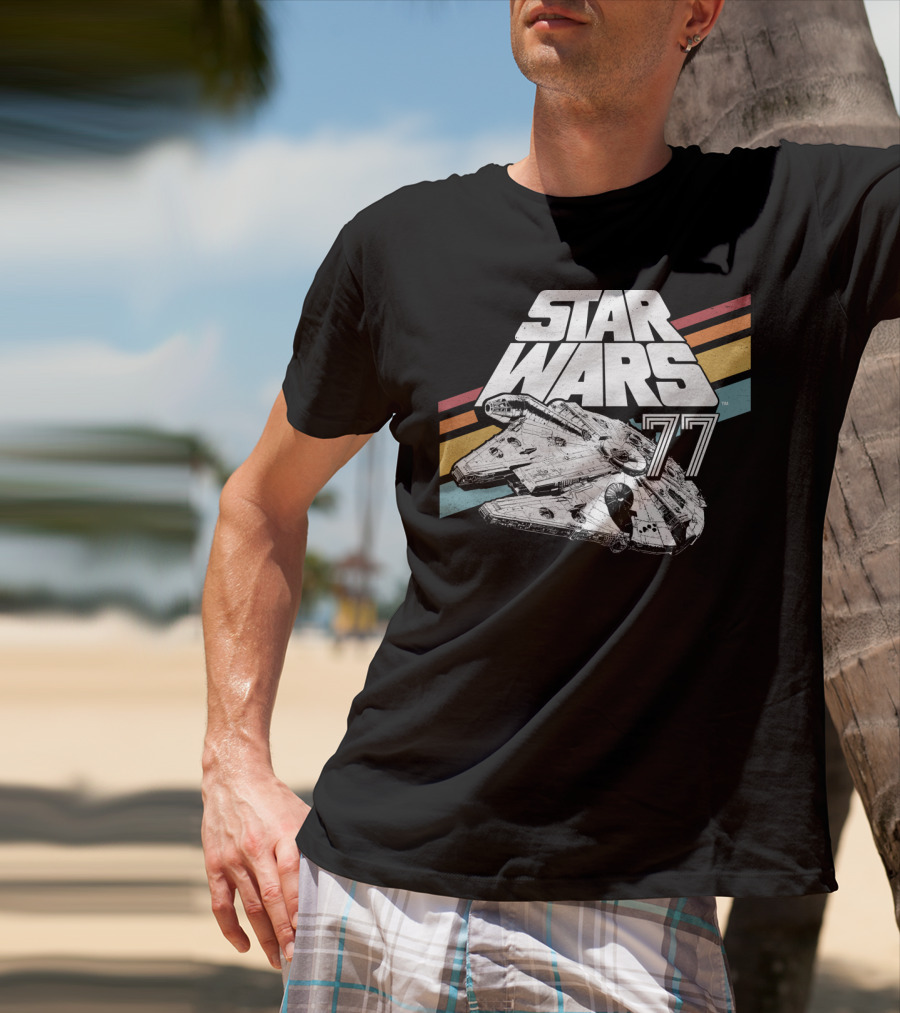 Star Wars 77 Millennium Falcon Rainbow Stripes T-Shirt