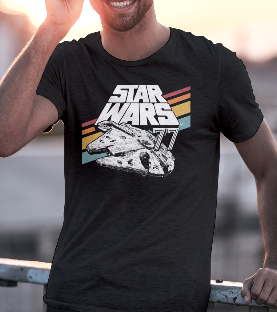 Star Wars 77 Millennium Falcon Rainbow Stripes T-Shirt