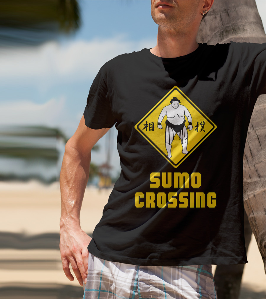 Sumo Crossing Sign Sumo Wrestling Iconic Warning Japan T-Shirt