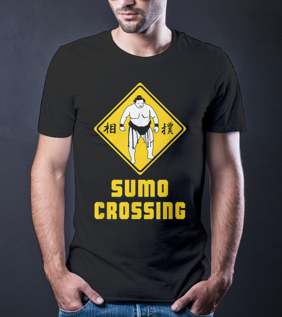 Sumo Crossing Sign Sumo Wrestling Iconic Warning Japan T-Shirt