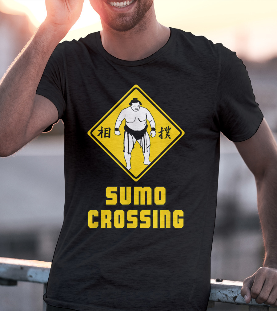 Sumo Crossing Sign Sumo Wrestling Iconic Warning Japan T-Shirt