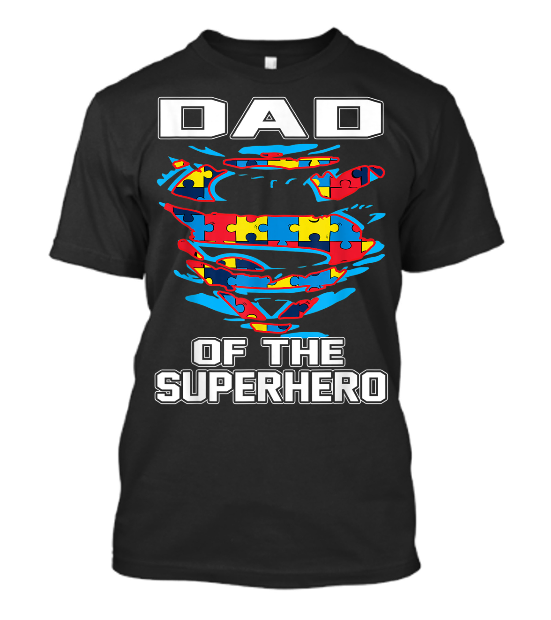 Dad Of The Superhero Autism Awareness Puzzle T-Shirt