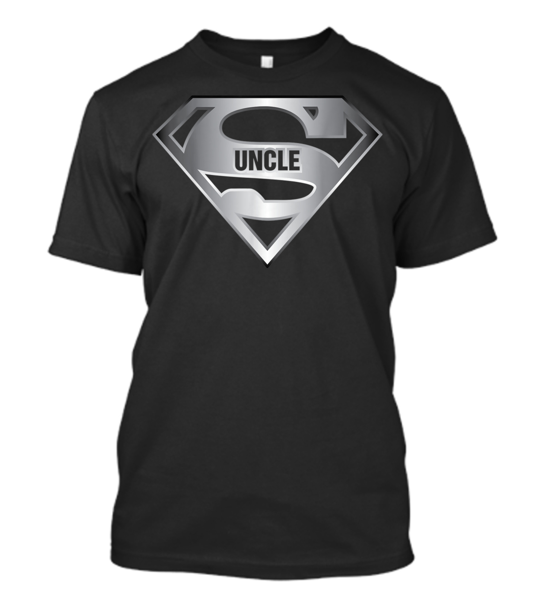 Uncle SuperHero Shield Emblem Silver S T-Shirt