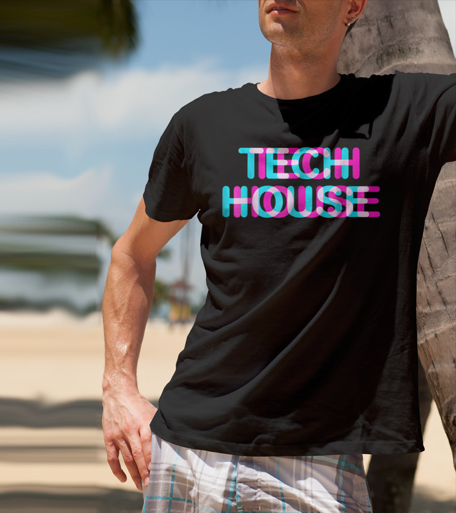 Tech House 3D Discotheque Music Retro Neon T-Shirt