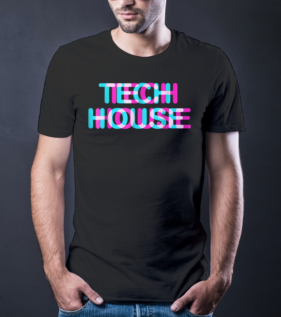 Tech House 3D Discotheque Music Retro Neon T-Shirt