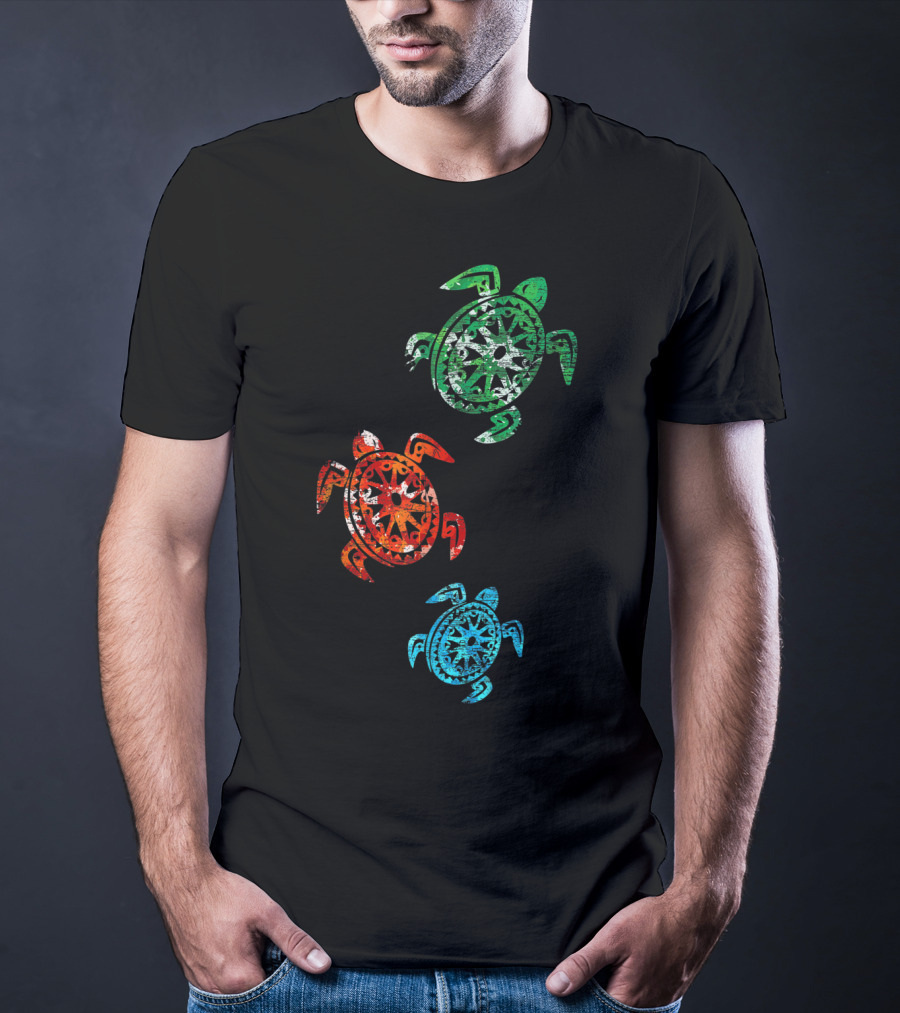 Turtles Save The Turtles Climate Change Green Red Blue T-Shirt