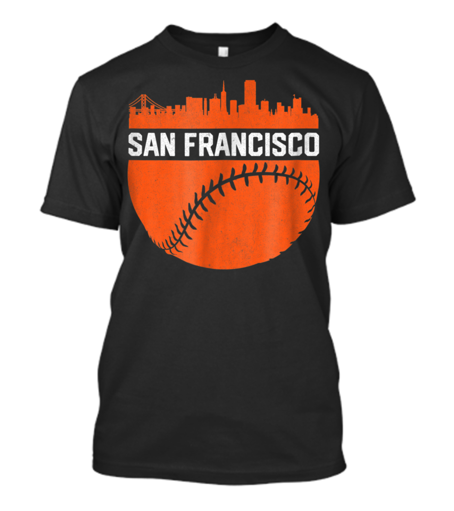 Vintage San Francisco Skyline Baseball Bridge Orange T-Shirt