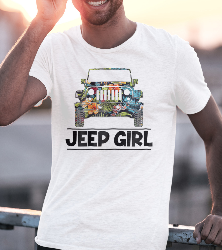 Vintage Flower Jeep Girl Summer T-Shirt