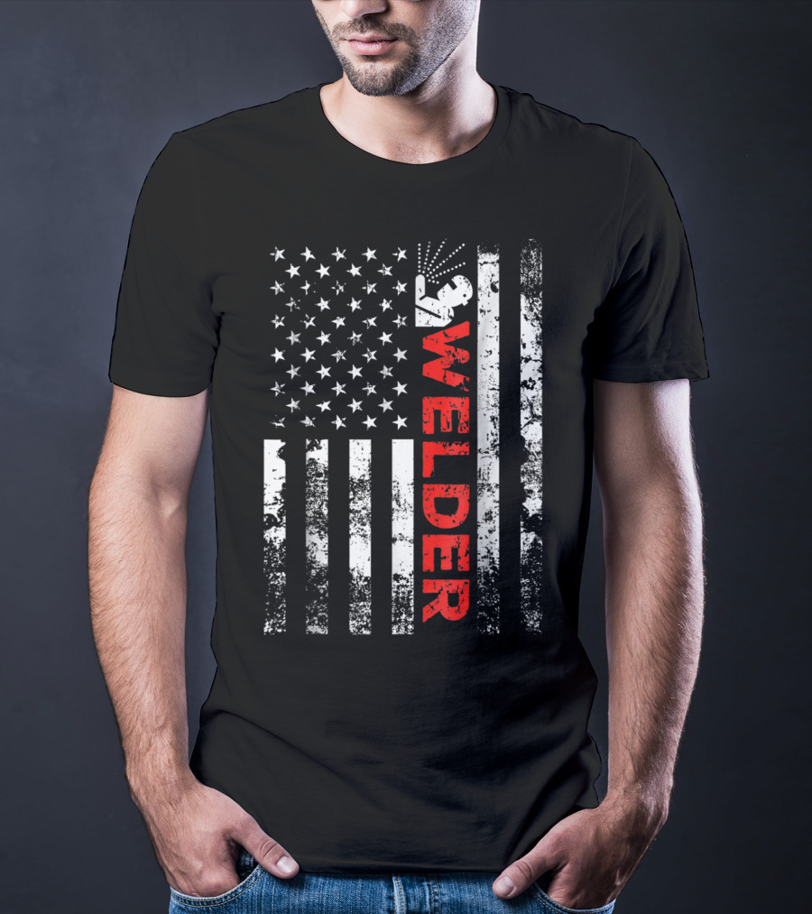 Welder USA Vintage American Flag Welding T-Shirt