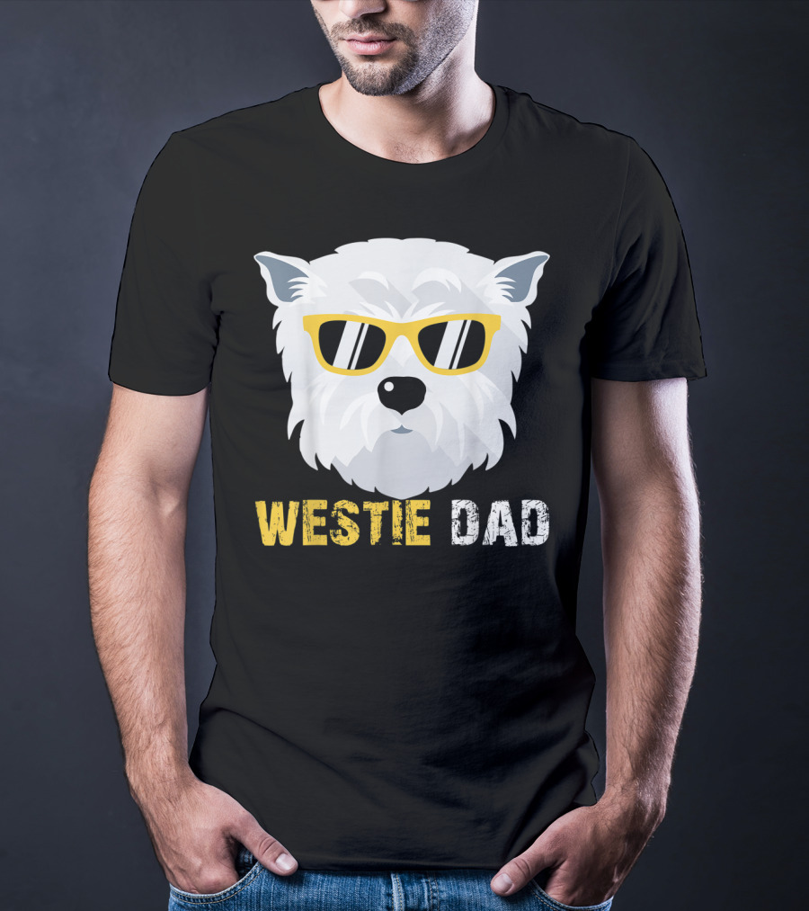 Westie Dad Dog Lovers Cool Sunglasses T-Shirt