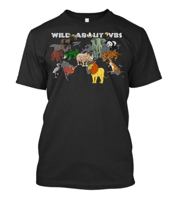 Wild About VBS Animal World Safari Adventure With Lions, Elephants, Tigers, Rhinos, Pandas, Gorillas, Zebras, Flamingos, And Monkeys T-Shirt