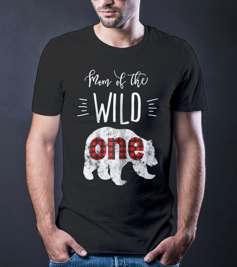 Mom Of The Wild One Bear Lumberjack Plaid T-Shirt