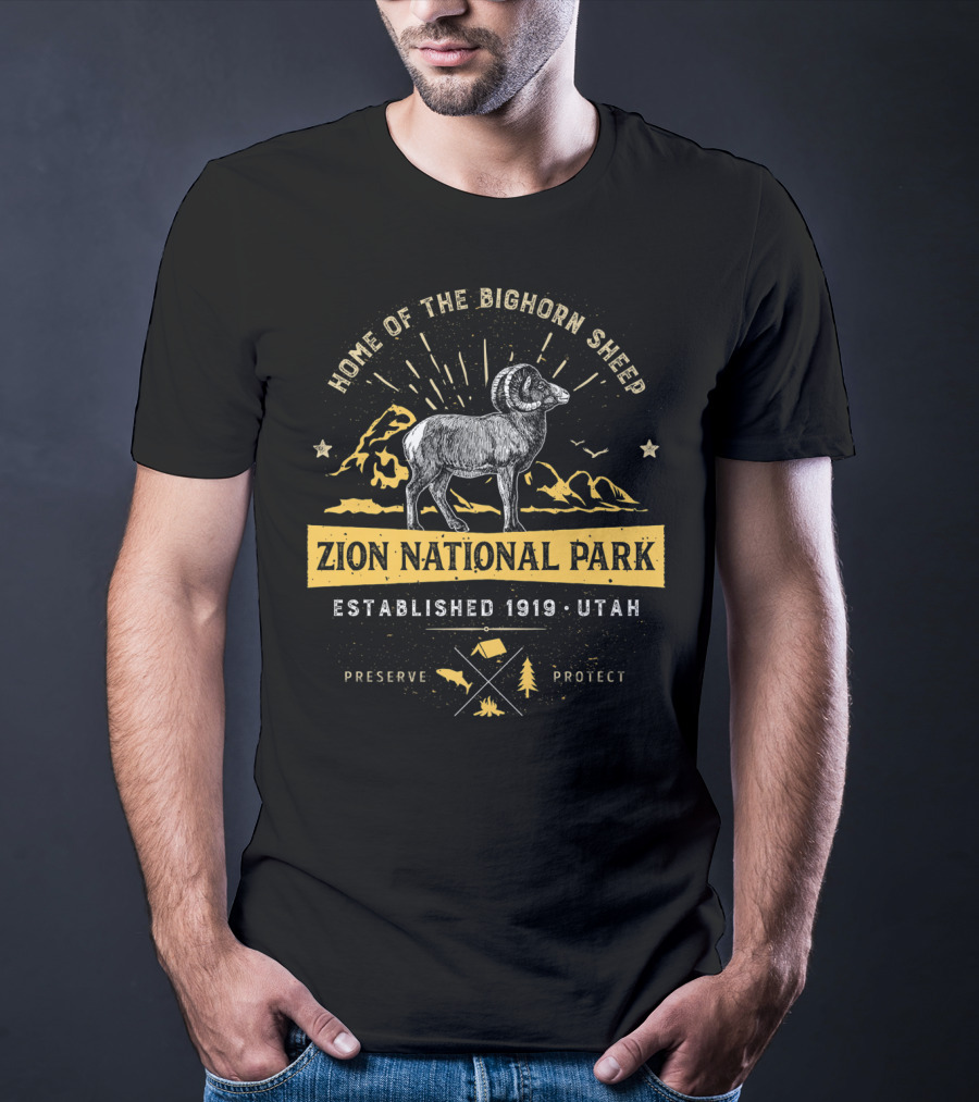 Home Of The Bighorn Sheep Zion National Park Established 1919 Utah Preserve Protect T-Shirt