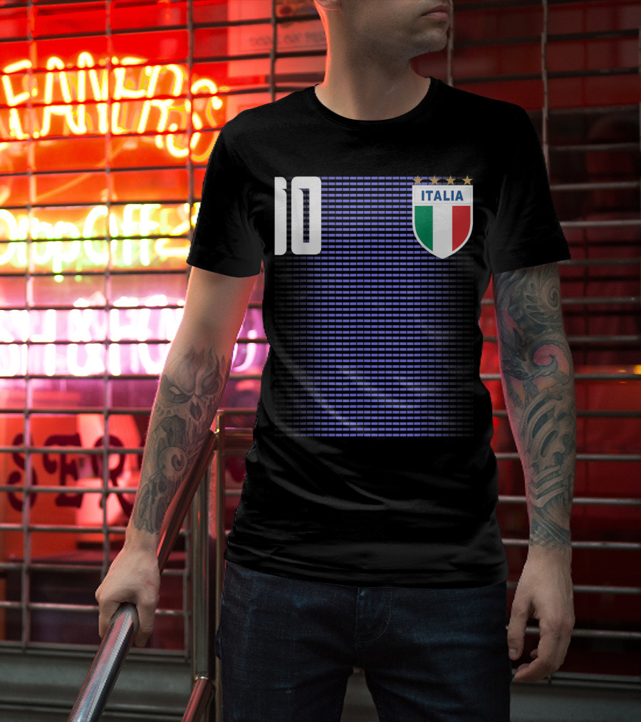 Italia Italian Italiano Italy Calcio Soccer Jersey Number 10 Crest With Stars T-Shirt