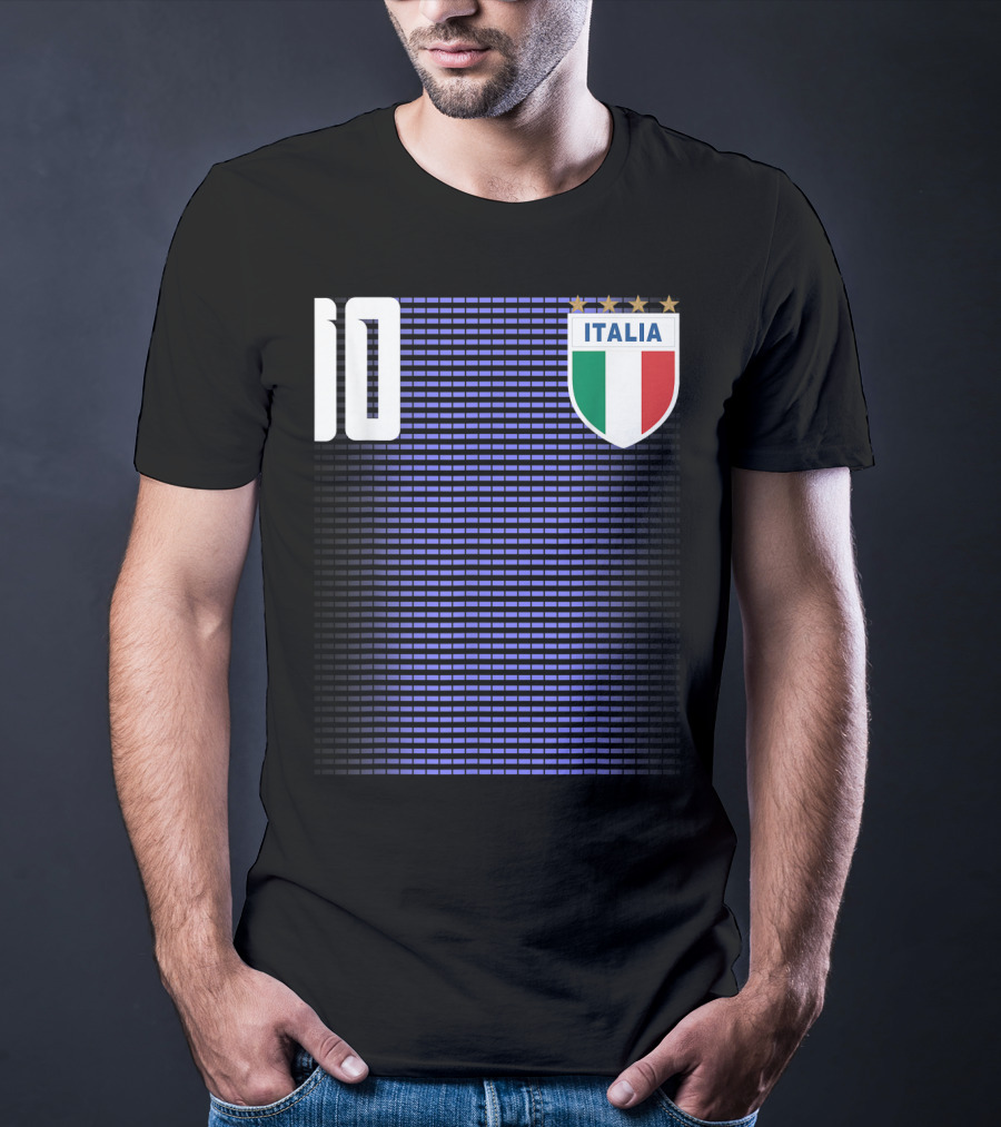 Italia Italian Italiano Italy Calcio Soccer Jersey Number 10 Crest With Stars T-Shirt