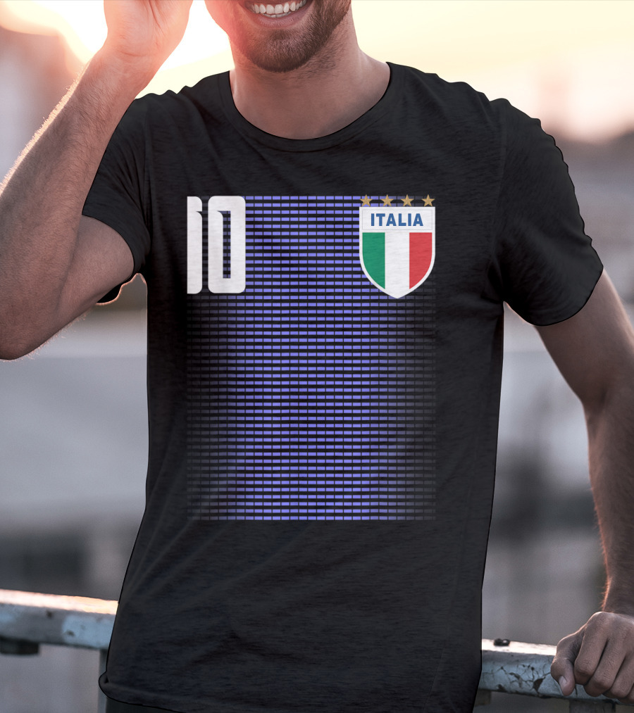 Italia Italian Italiano Italy Calcio Soccer Jersey Number 10 Crest With Stars T-Shirt