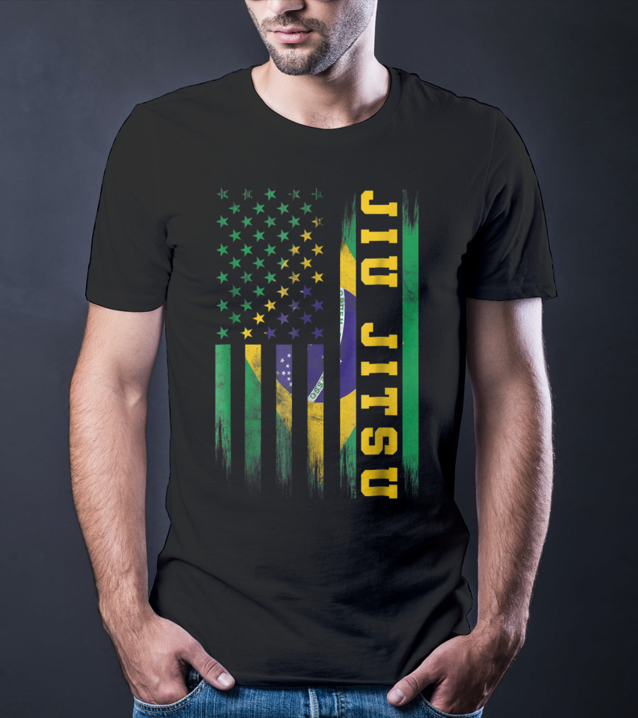 Jiu Jitsu Brazilian BJJ Brazil United States Flag T-Shirt