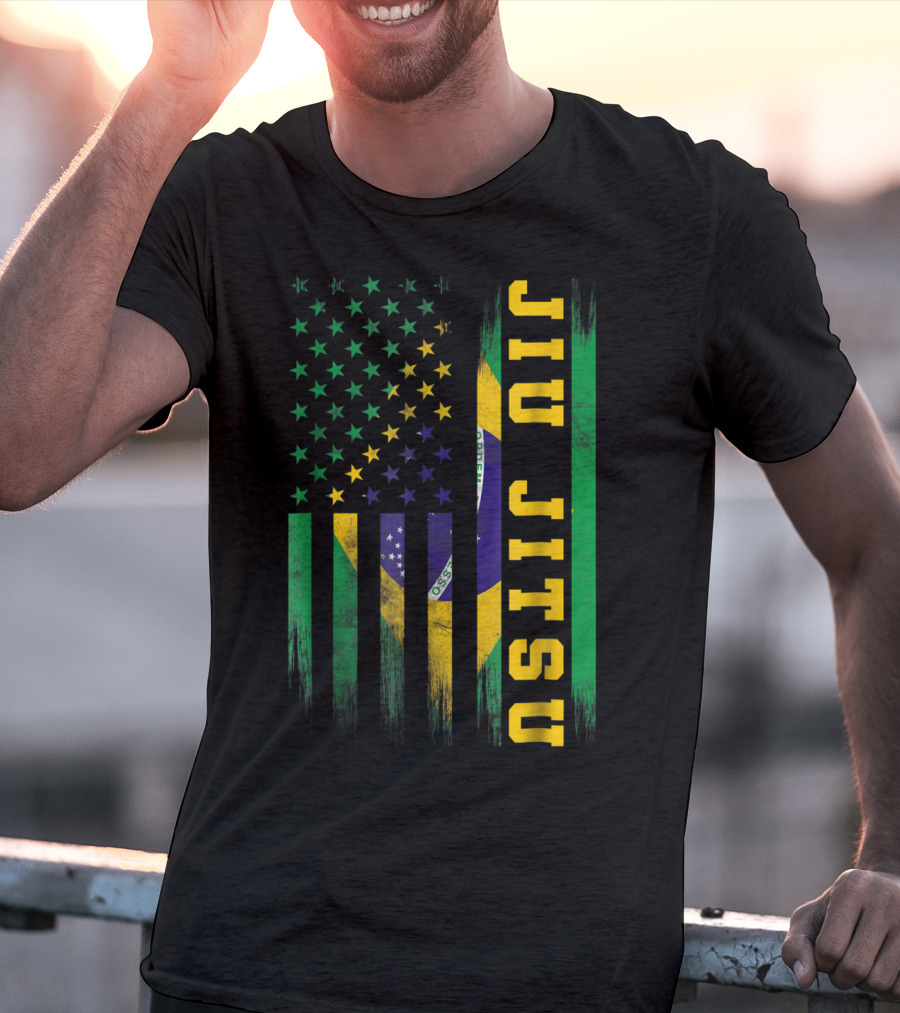 Jiu Jitsu Brazilian BJJ Brazil United States Flag T-Shirt