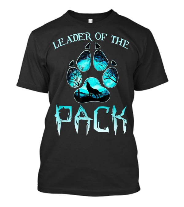Leader Of The Pack Howling Wolf Silhouette In Pawprint For Dog And Pet Lovers T-Shirt