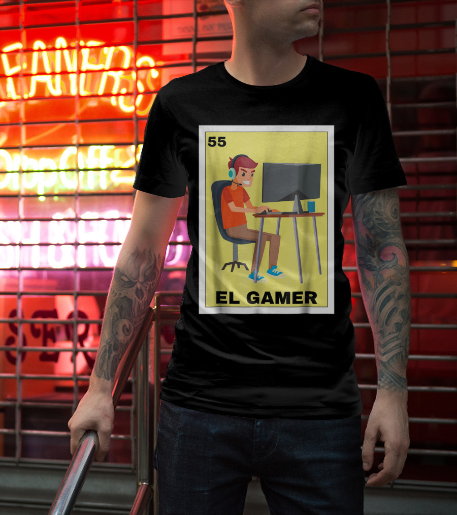 55 Loteria El Gamer Mexican Video Game Card T-Shirt