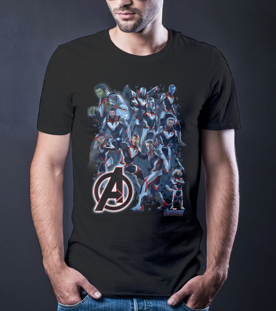 Marvel Avengers Endgame Quantum Suit Group With Avengers T-Shirt