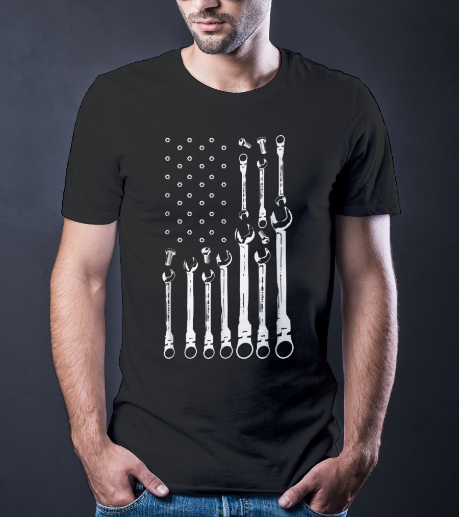 Mechanic Tools American Flag Patriotic USA T-Shirt