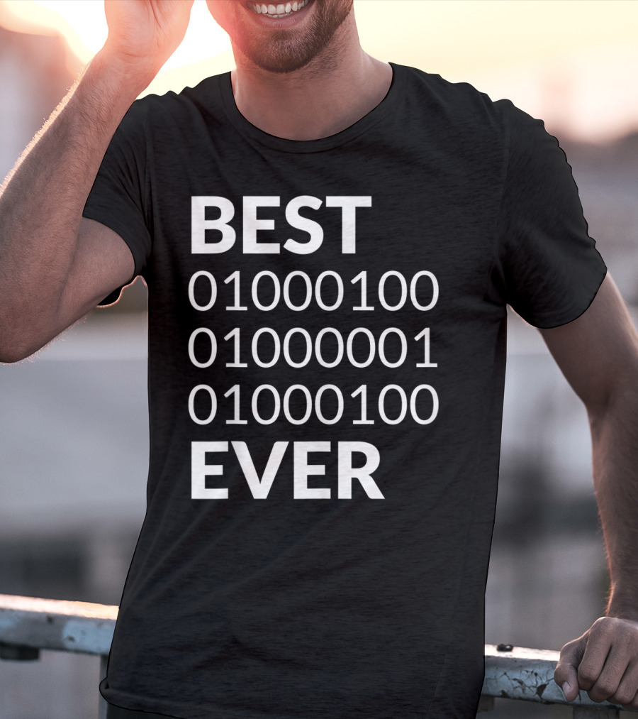 Mens Best Dad Ever Binary Code 01000100 01000001 01000100 T-Shirt