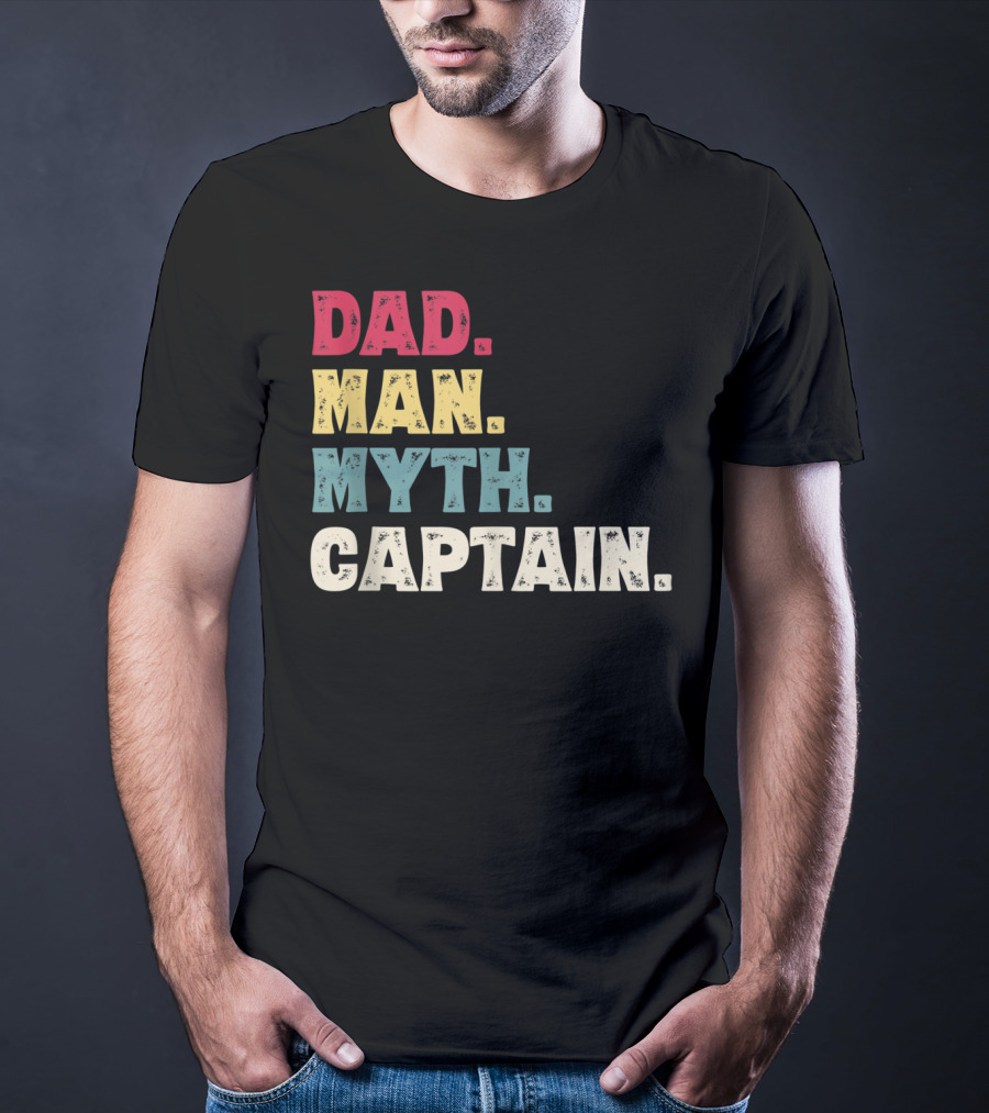 Dad Man Myth Captain Funny Father's Day Vintage T-Shirt