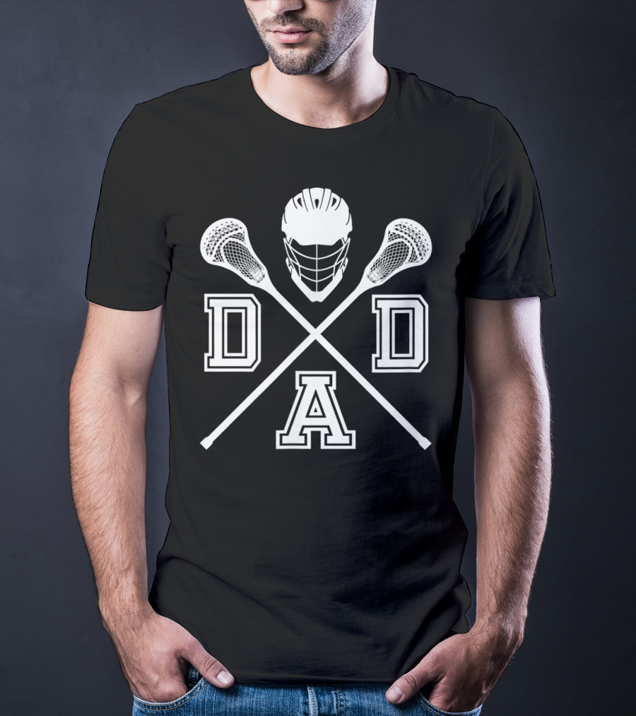 Lacrosse DAD Father's Day LAX Helmet And Sticks T-Shirt