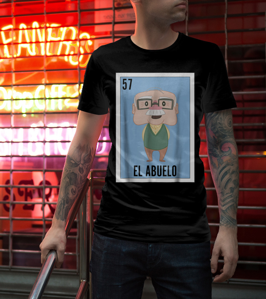 Mens Mexican Loteria El Abuelo 57 T-Shirt