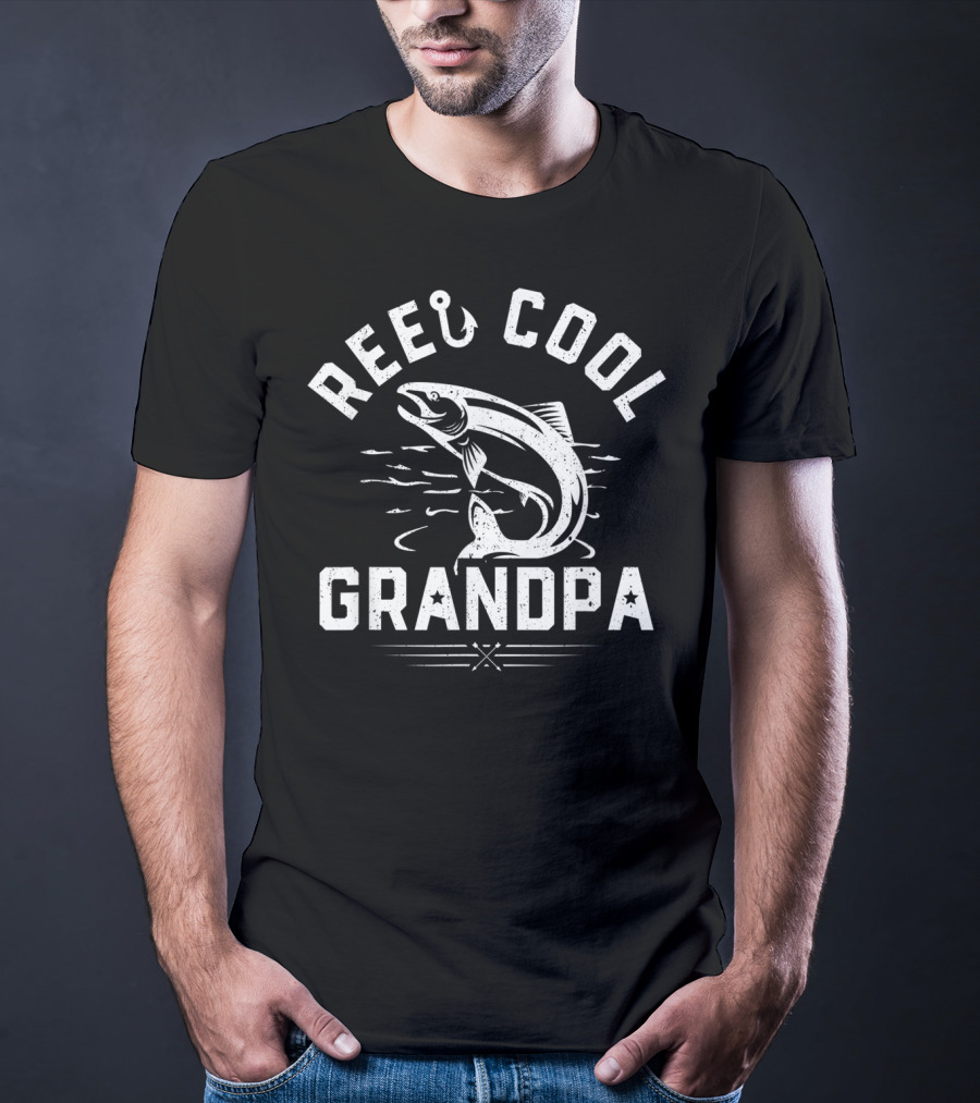 Mens Reel Cool Grandpa Funny Fishing Fathers Catch T-Shirt