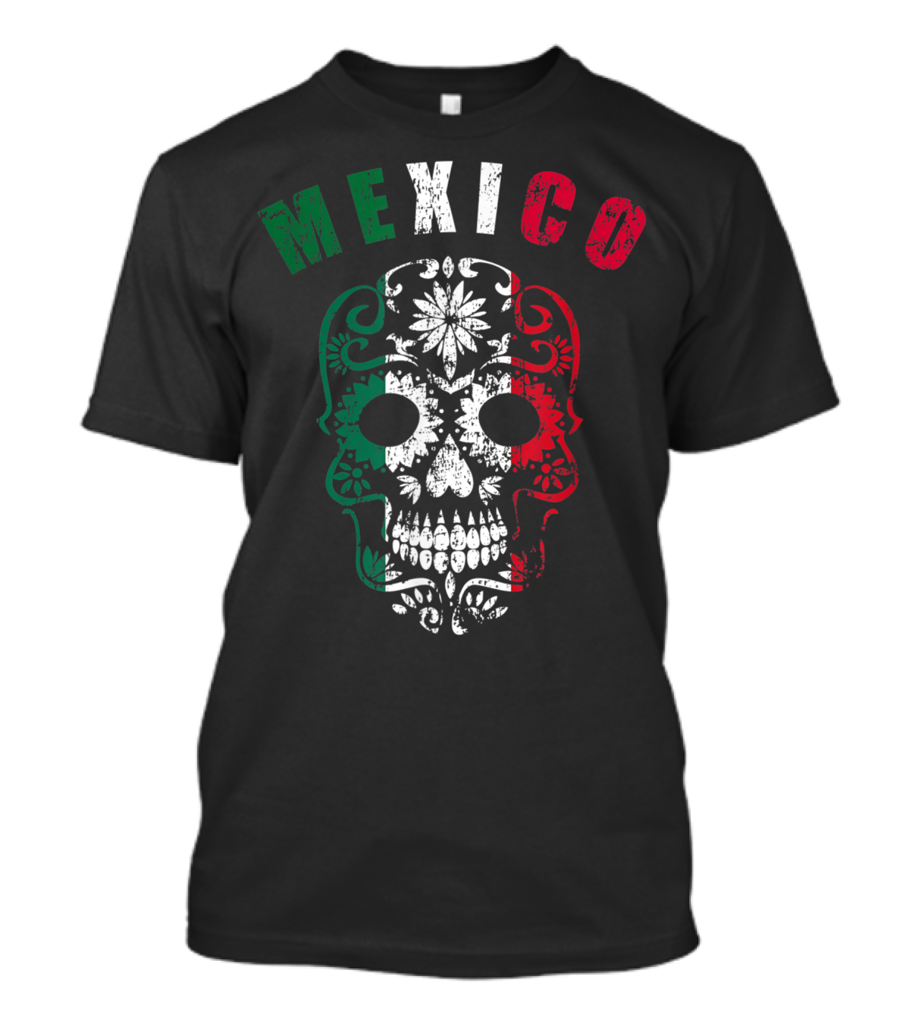 Mexico Distressed Sugar Skull Soccer Fan T-Shirt