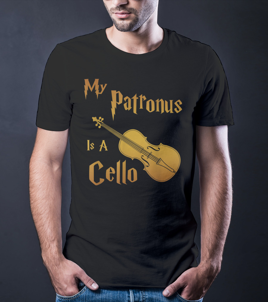 My Patronus Is A Cello For Cello Players With Lightning Font Inspired By Fantasy Magic T-Shirt