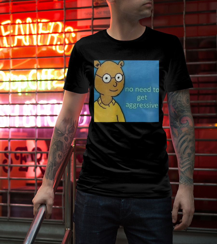 No Need To Get Aggressive Meme Bear Funny Aesthetic T-Shirt