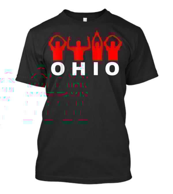 Ohio State Home Pride O-H-I-O Gesture In Red And White T-Shirt